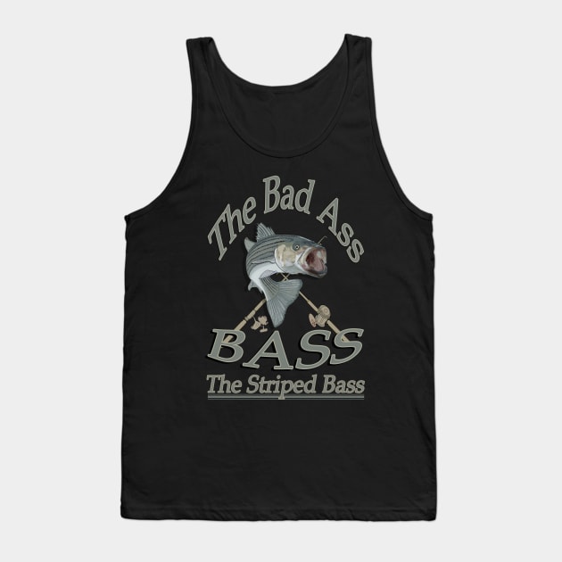 The bad Ass Bass the Striped bass Tank Top by Hook Ink